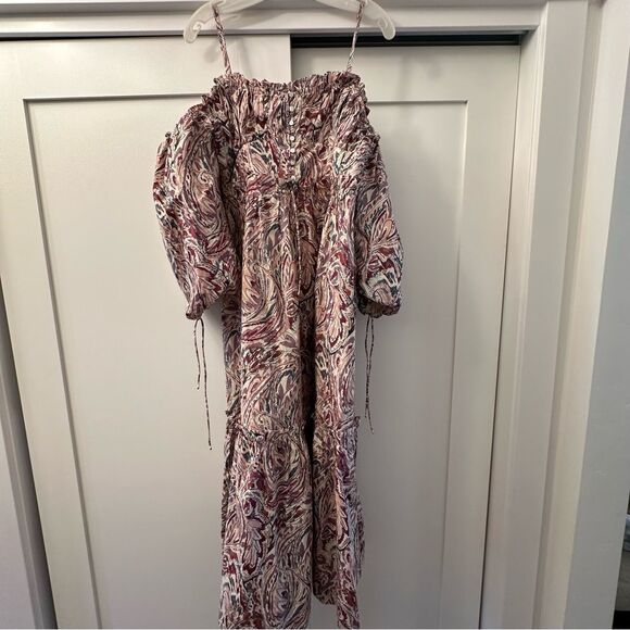 𝅺House of Harlow 1960 Teresa Purple Paisley Puff Sleeve Maxi Dress size medium - Picture 9 of 14